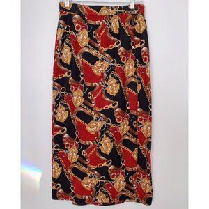 Vintage Sun River Equestrian Horse Print Wrap Maxi Skirt 100% Cotton Size MP